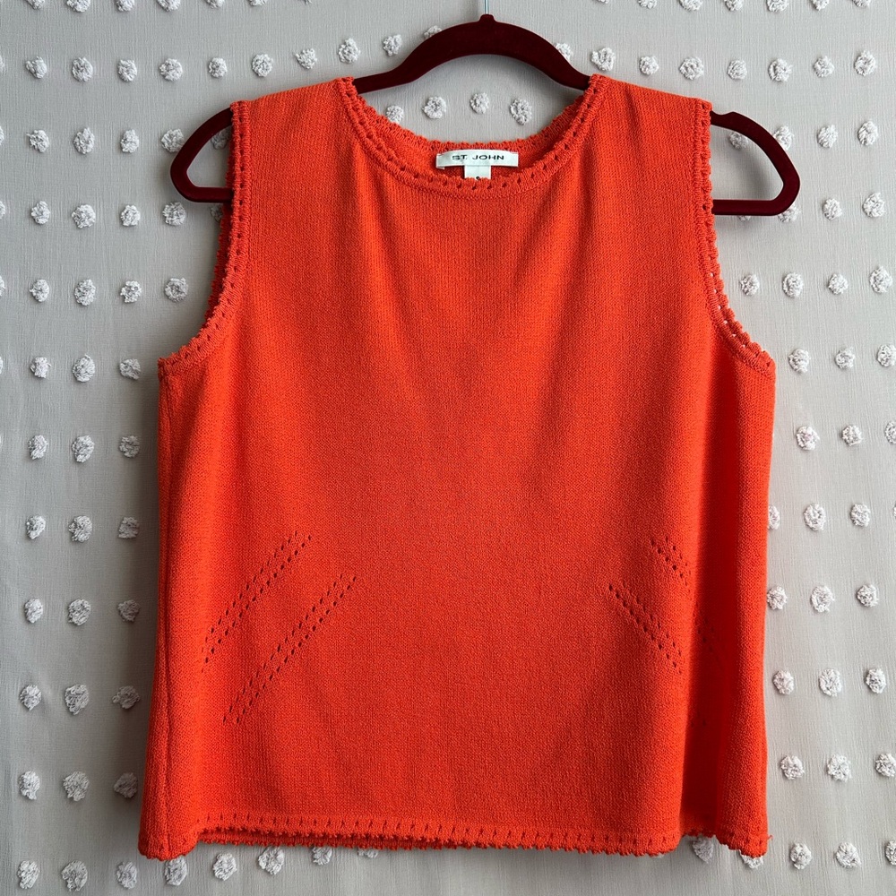 St. John Orange Sleeveless Knit Shell